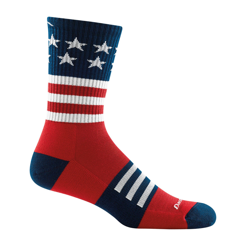 Mens Captain Stripe US Flag Crew Lightweight Hiking Merino Wool Socks
