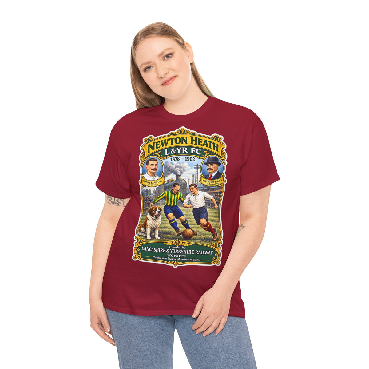 Newton Heath L&YR FC Vintage Football Tee — Lancashire & Yorkshire Railway Soccer Shirt