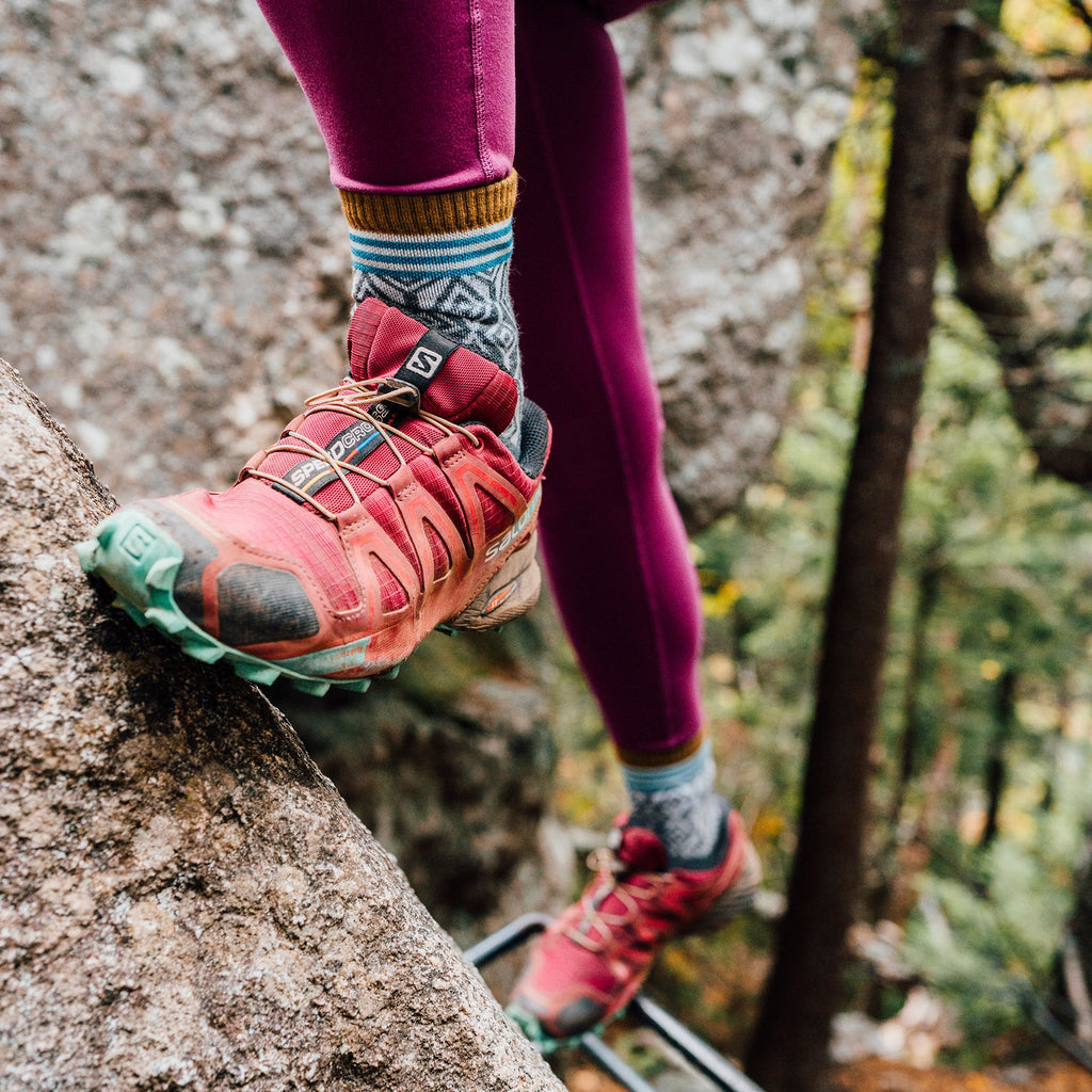 Ladies Patterned Micro Crew Hiking Merino Socks