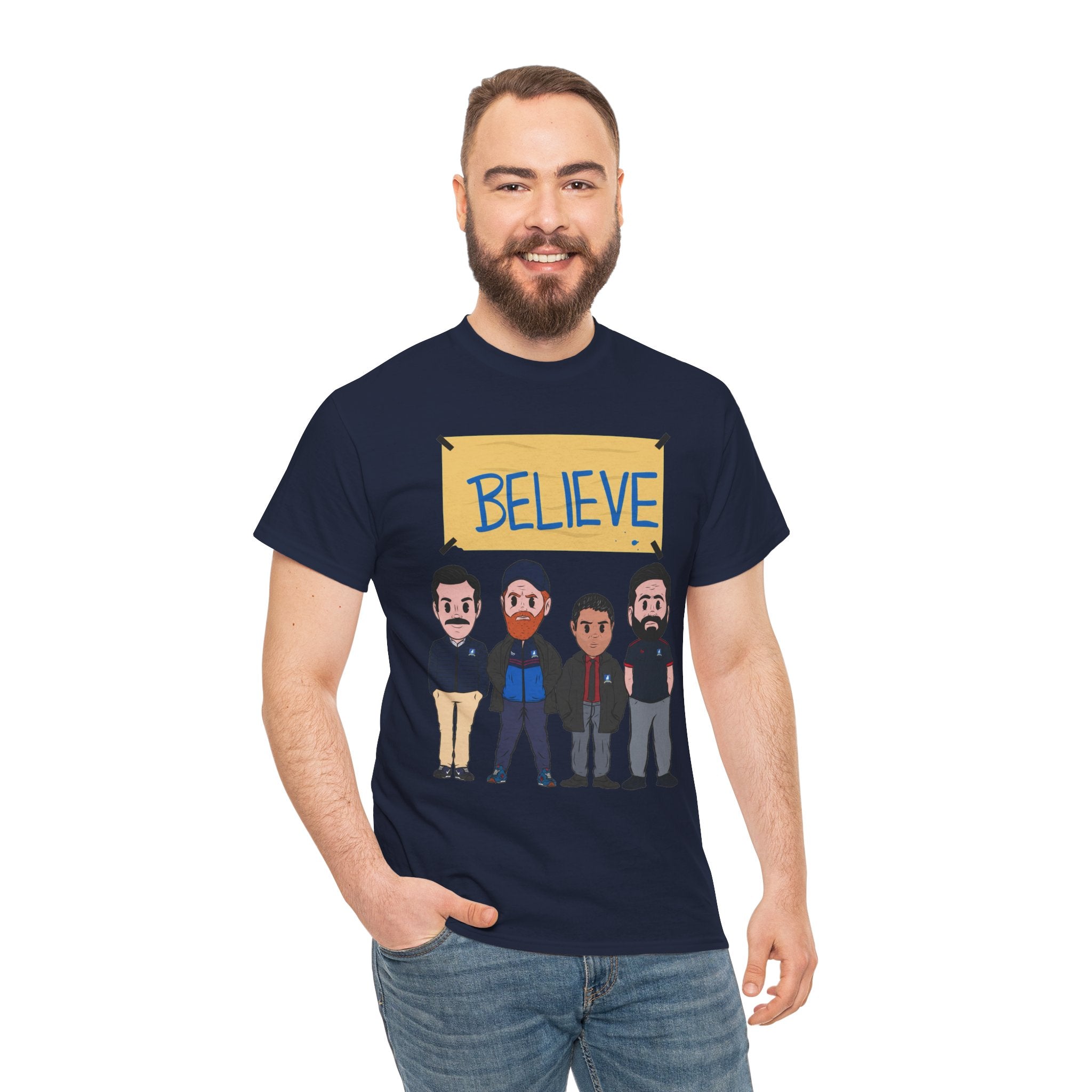 Ted Lasso Inspired Believe Cartoon Band Cotton T-Shirt