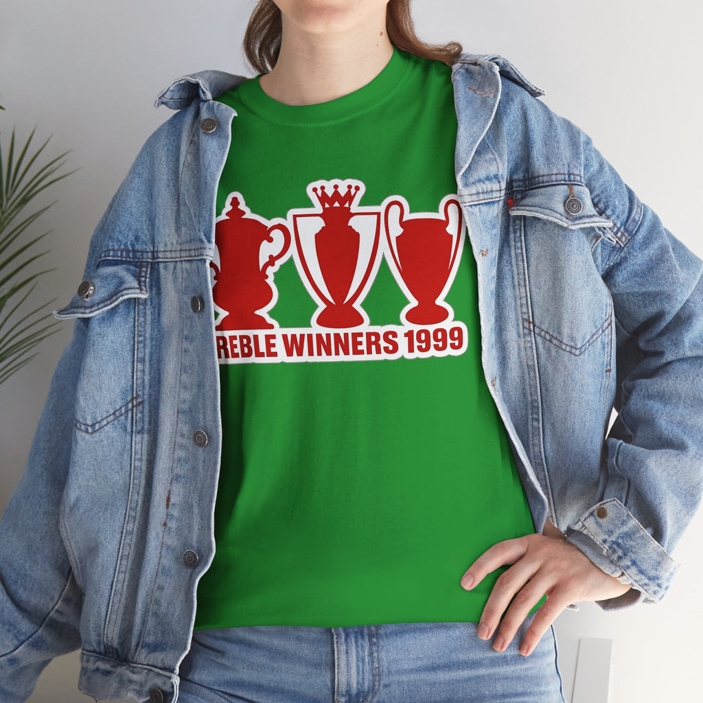 Manchester United Treble Winners 1999 Trophy Graphic Cotton T-Shirt