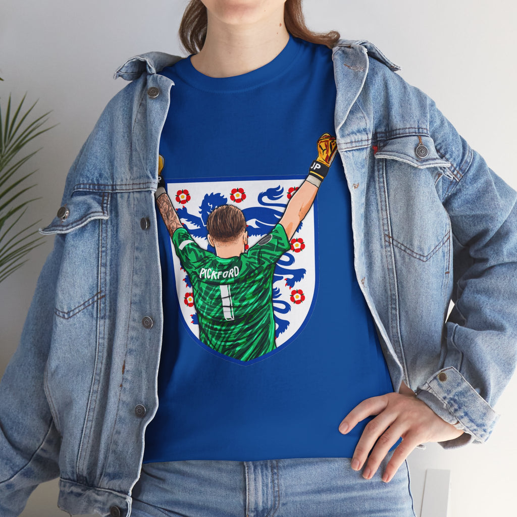 Pickford England Number 1 Goalkeeper Graphic Tee — Victory Pose Jersey Design