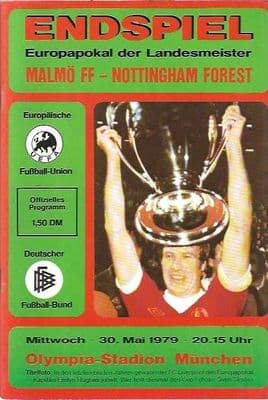 1979 European Cup Final Malmo v Nottingham Forest Official Matchday Programme 30th May 1979