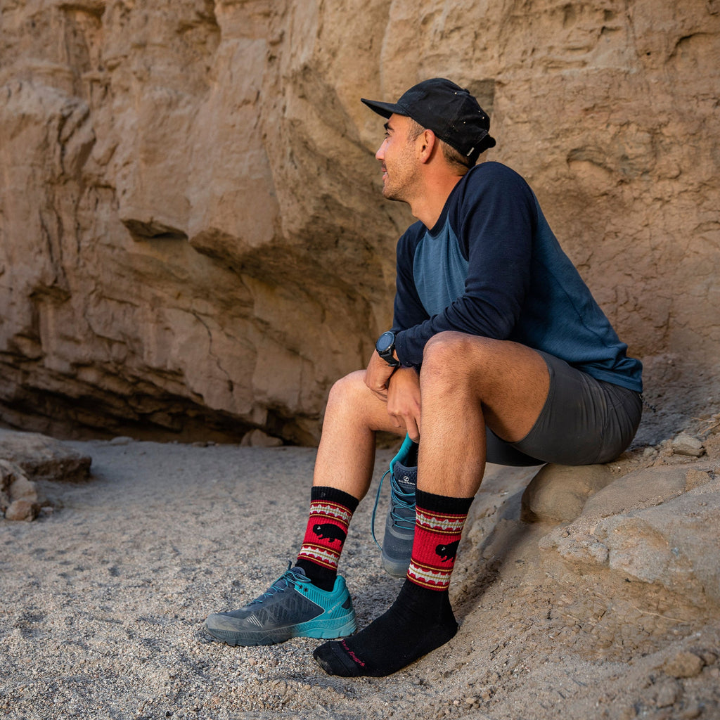 Mens Merino Wool Boot Midweight Seamless Patterned Hiking Socks