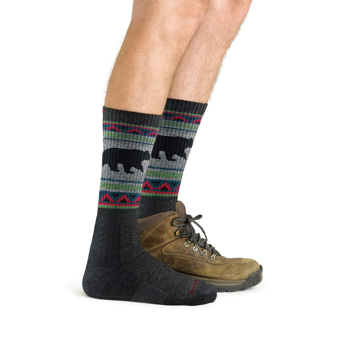 Mens Merino Wool Boot Midweight Seamless Patterned Hiking Socks