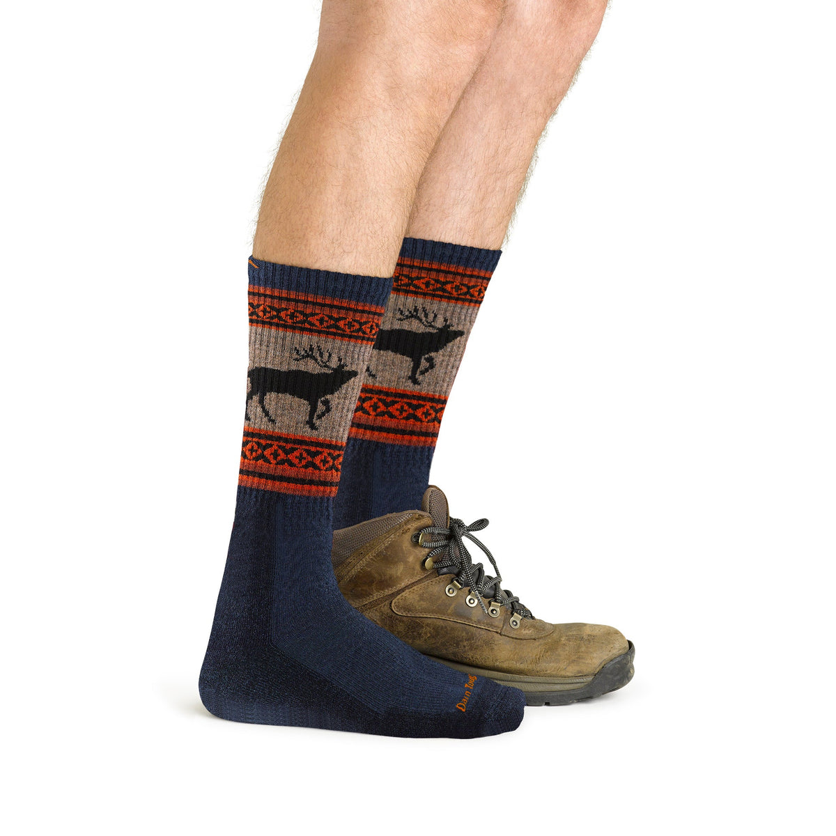 Mens Merino Wool Boot Midweight Seamless Patterned Hiking Socks