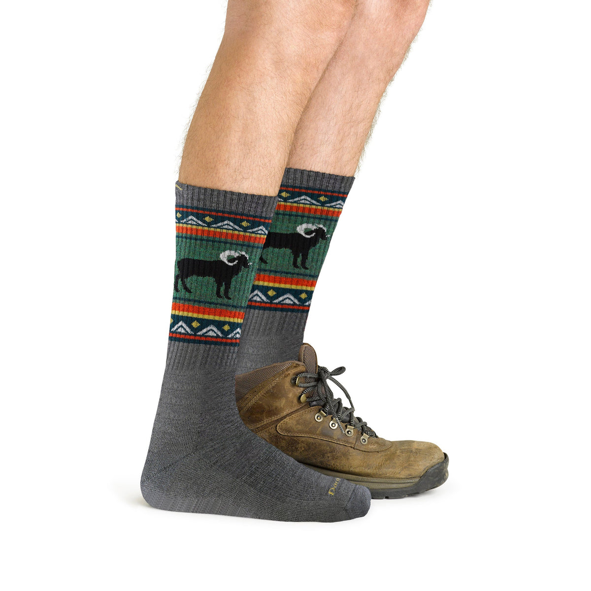 Mens Merino Wool Boot Midweight Seamless Patterned Hiking Socks