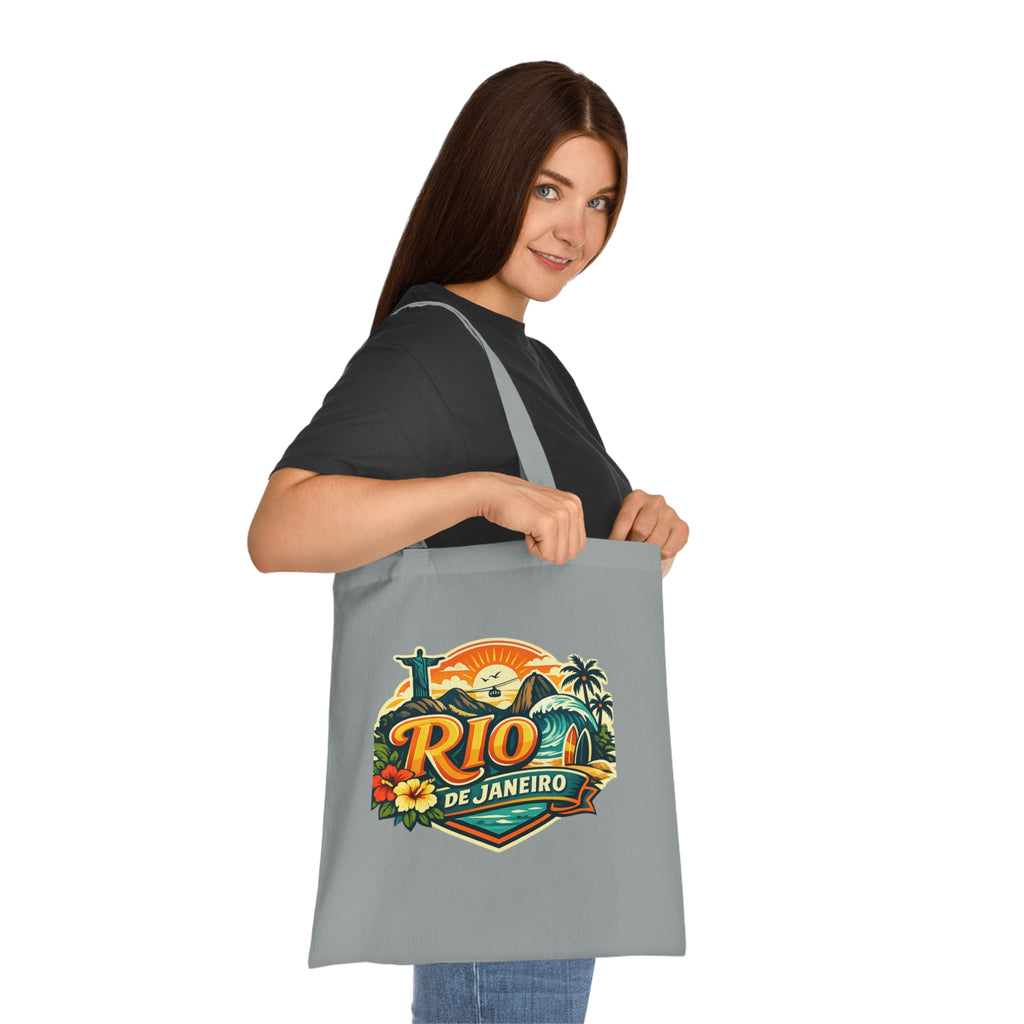 Rio de Janeiro / West Palm Beach Beach Tote — Retro Tropical Cotton Tote Bag