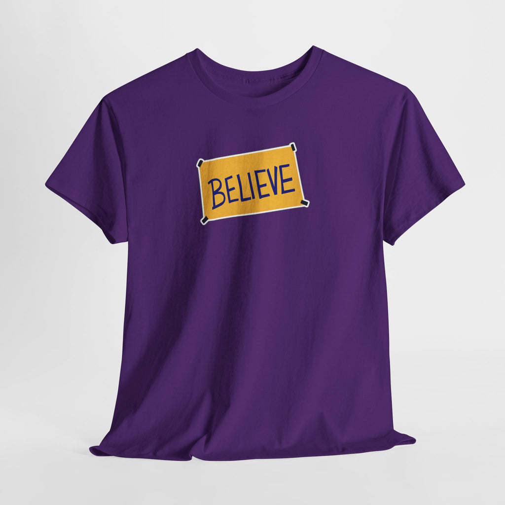 Ted Lasso Inspired Believe Graphic Tee — Inspirational Yellow Patch T-Shirt