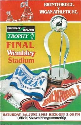 1985 Freight Rover Trophy Final Brentford v Wigan Athletic 1st June 1985 Official Matchday Programme