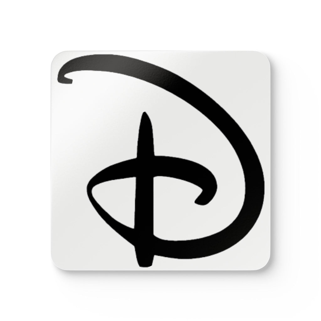 Disney Inspired Cork Coaster Set — Black Script Emblem Drink Coasters (4-Pack)