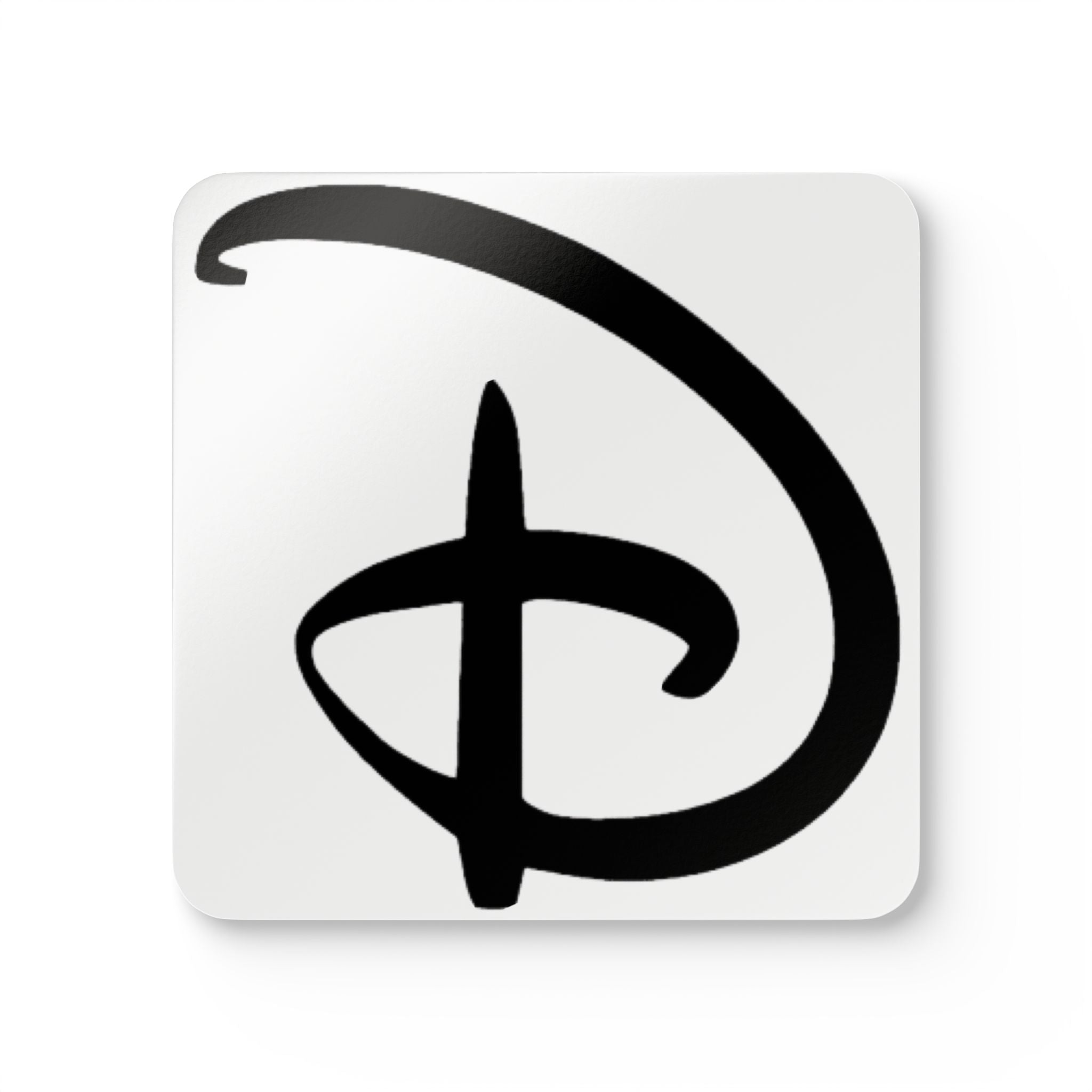 Disney Inspired Cork Coaster Set — Black Script Emblem Drink Coasters (4-Pack)