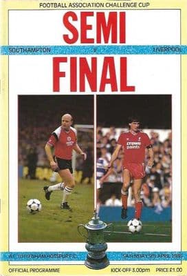 1986 FA CUP SEMI FINAL SOUTHAMPTON v LIVERPOOL Programme 5th April 1986