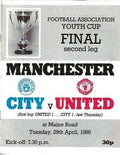 1986 FA Youth Cup Final Manchester City v Manchester Utd 29th April 1986 Official Matchday Programme