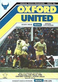 1986 League Cup Semi Final 2nd Leg Oxford United v Aston Villa Official Matchday Programme 12/03/86