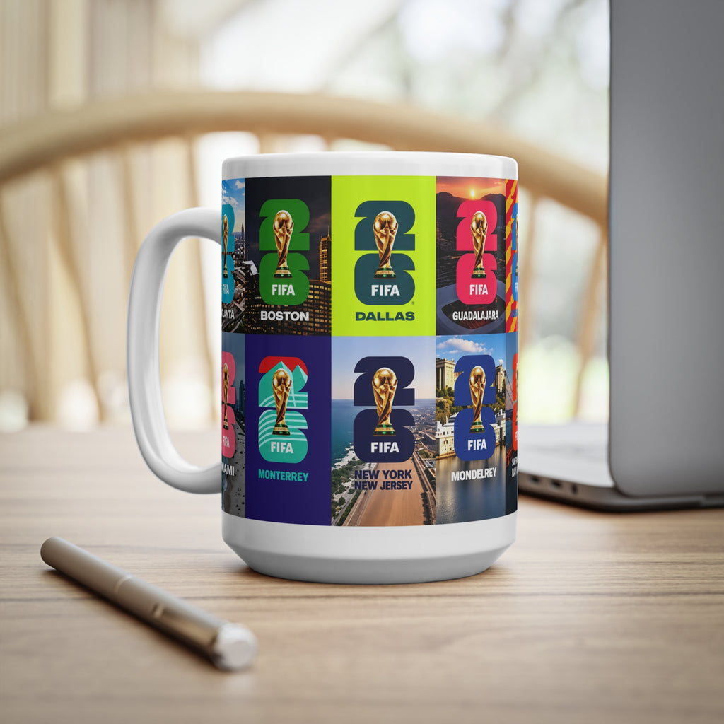 FIFA World Cup Cities Collage Mug — 11oz/15oz Ceramic Coffee Cup