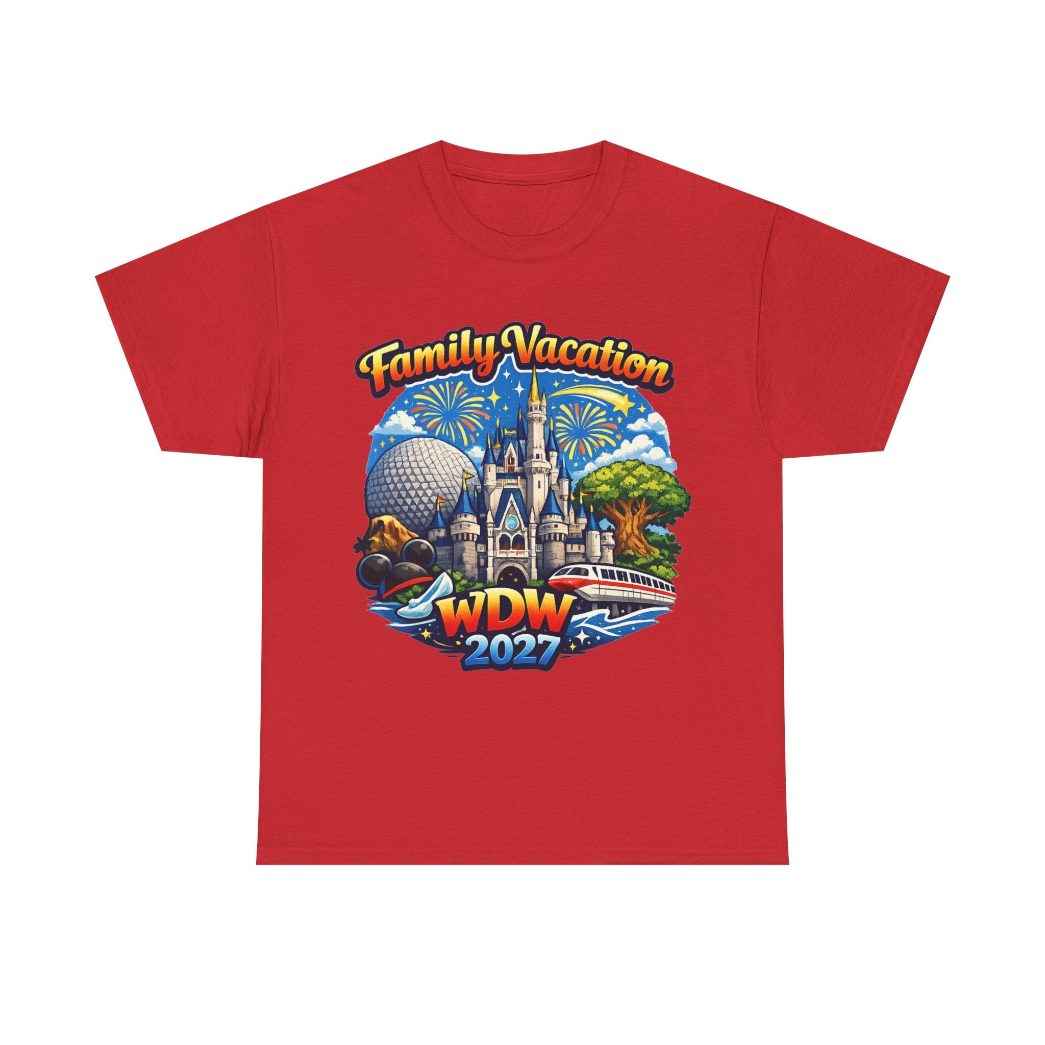 Family Vacation WDW 2027 T-Shirt – Disney Park Castle & Fireworks Vacation Tee