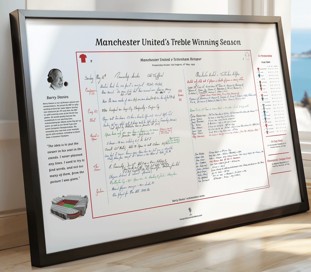 FOOTBALL Manchester United Treble Winning Season Special, Manchester United v Tottenham Hotspur,  Old Trafford, 16 May, 1999. Barry Davies