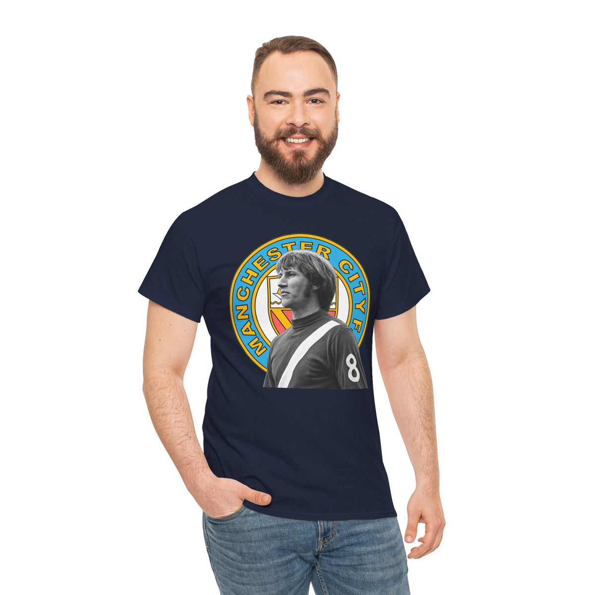Colin Bell Manchester City Retro Player Portrait Cotton Tee