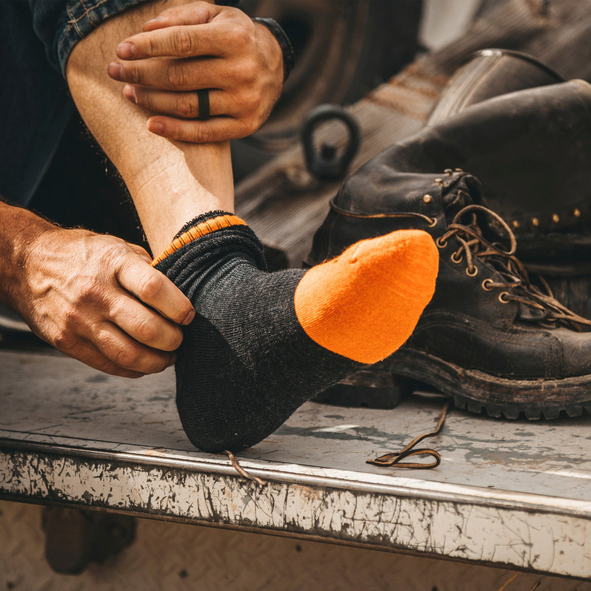 Mens Durable Full Cushion Toe Merino Work Boot Socks