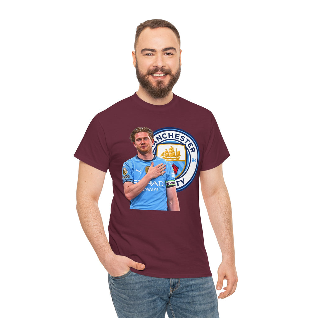 Kevin De Bruyne Manchester City Legend Cotton T-Shirt — Player Tribute Tee (Heart Badge Design)