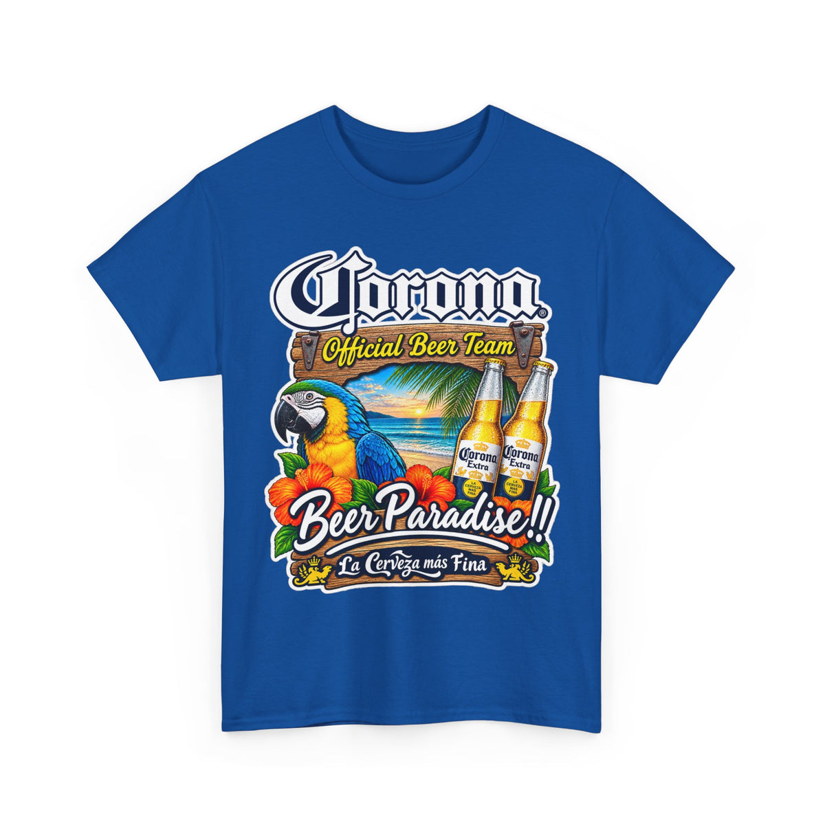 Corona Beer Paradise Tee — Tropical Parrot Beach Beer T‑Shirt