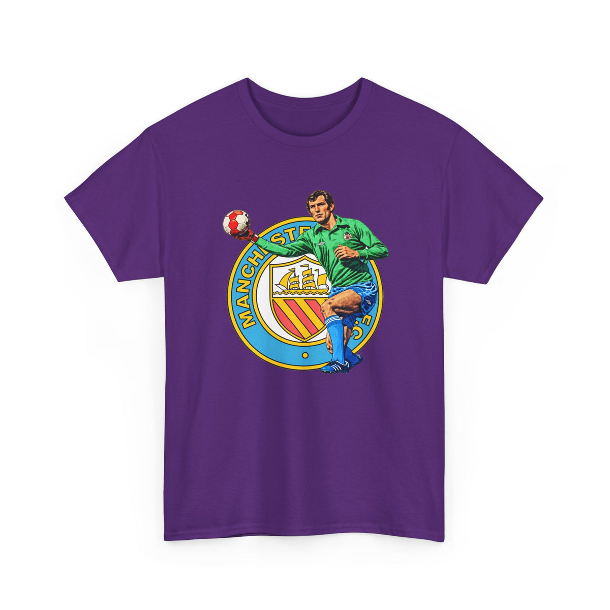 Joe Corrigan Manchester City Crest T-Shirt — Vintage Football Player Graphic Tee