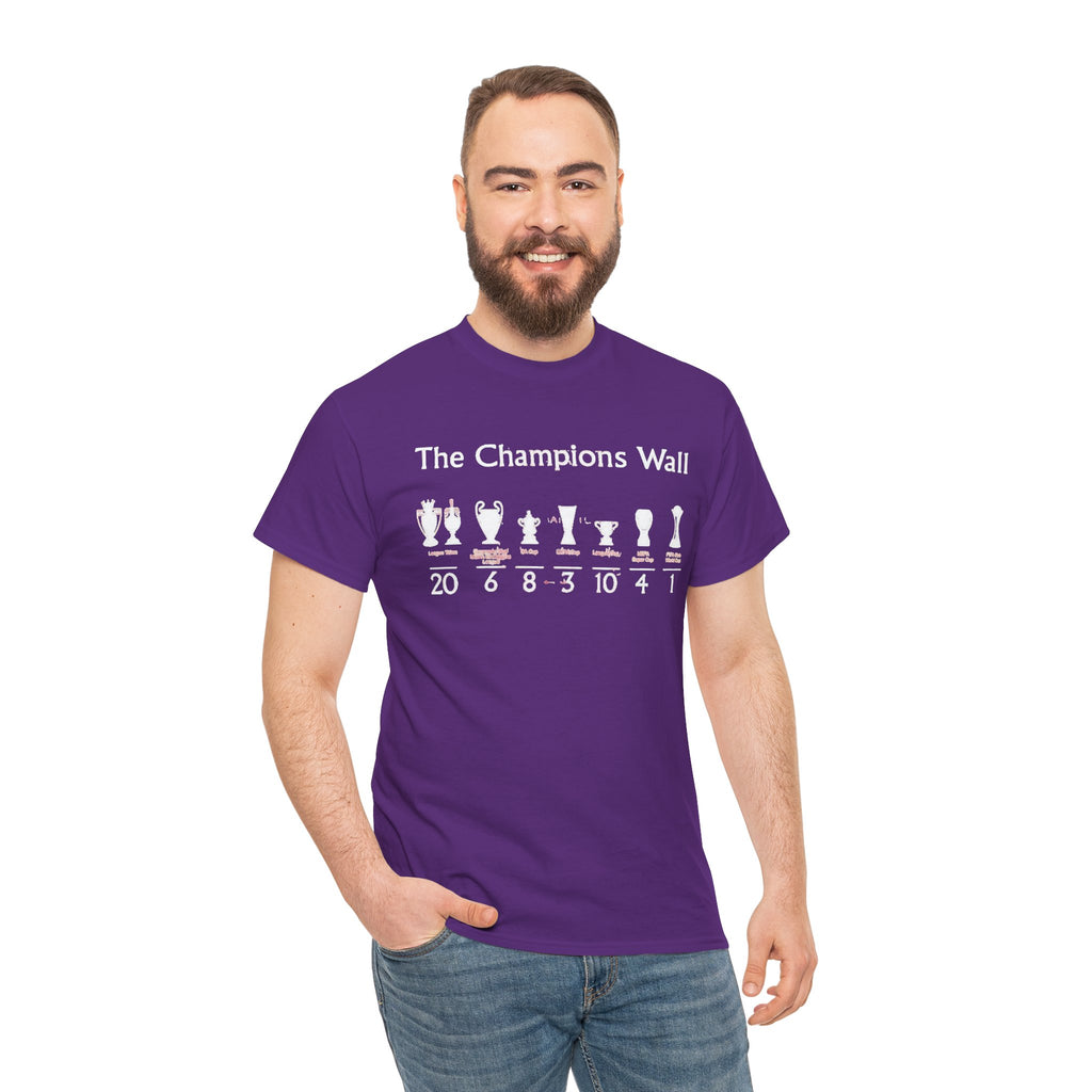 Liverpool The Champions Wall T-Shirt – Soccer/Football Trophy Timeline Tee