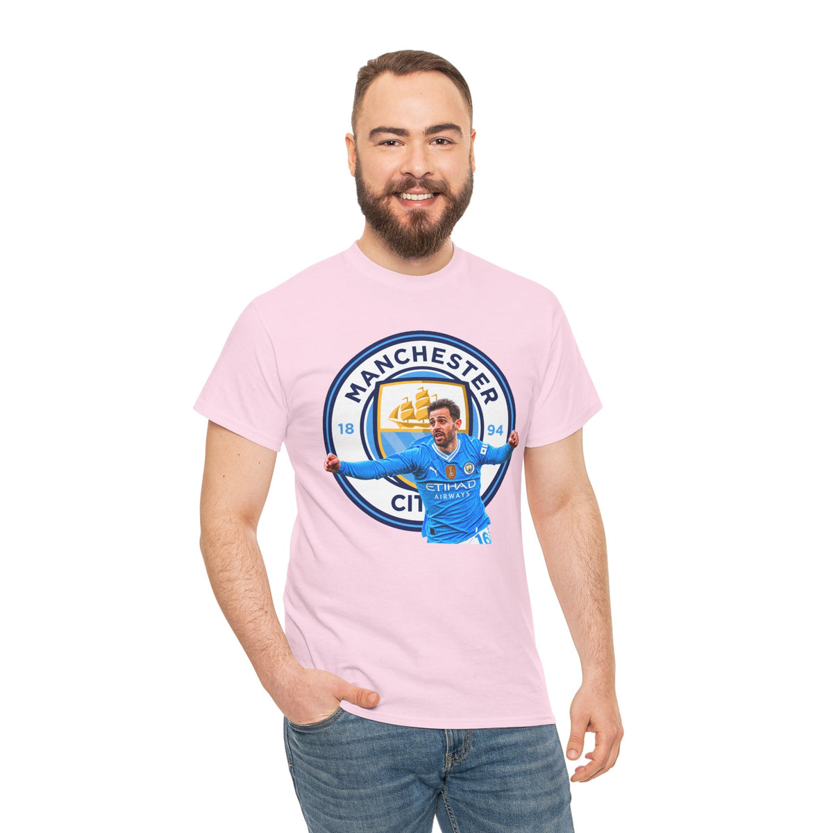 Bernardo SIlva Manchester City legend Cotton T‑Shirt — Blue Crest Football Tee