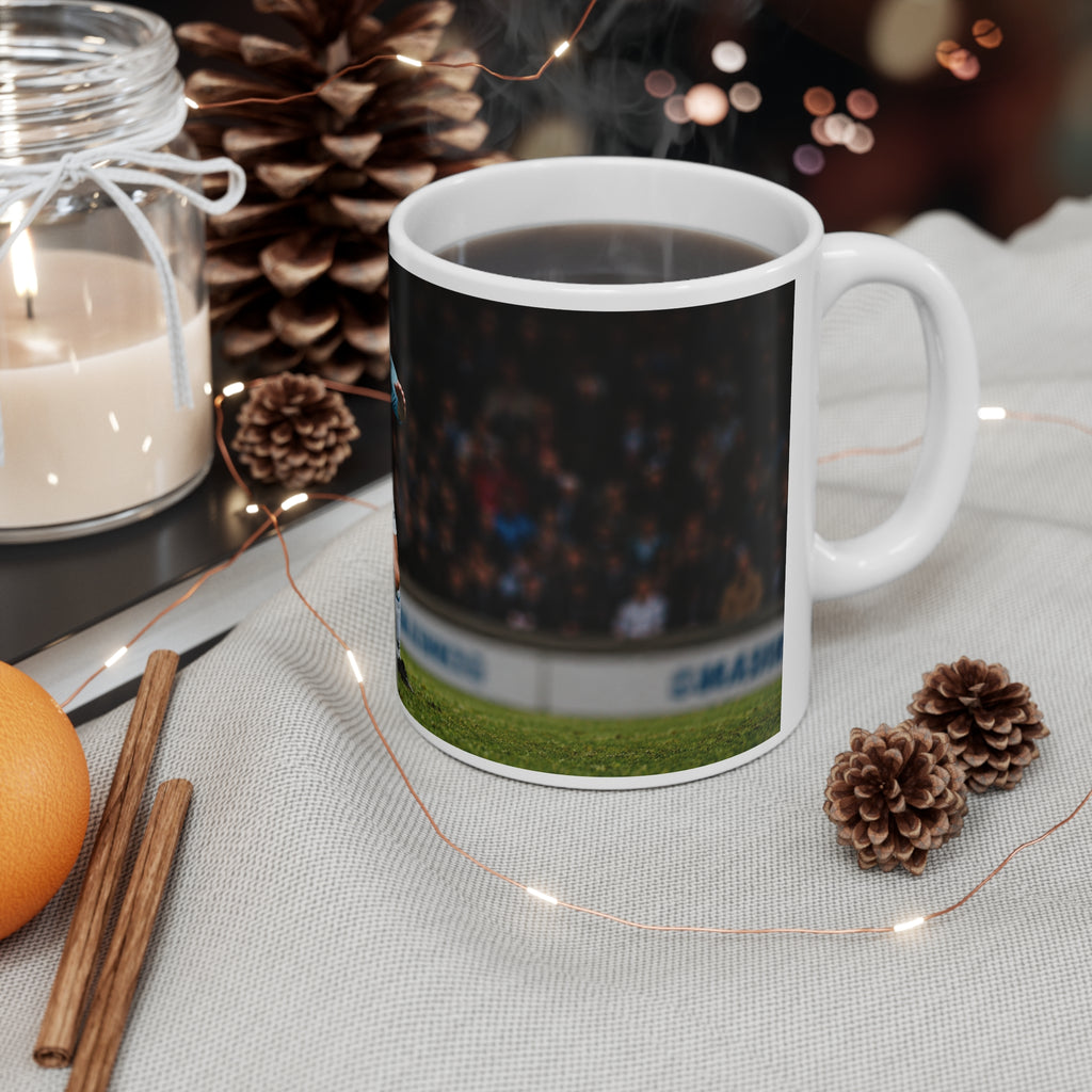 Georgi Kinkladze Manchester City Legend Ceramic Mug — Vintage Blue Kit Football Coffee Cup (11oz/15oz)