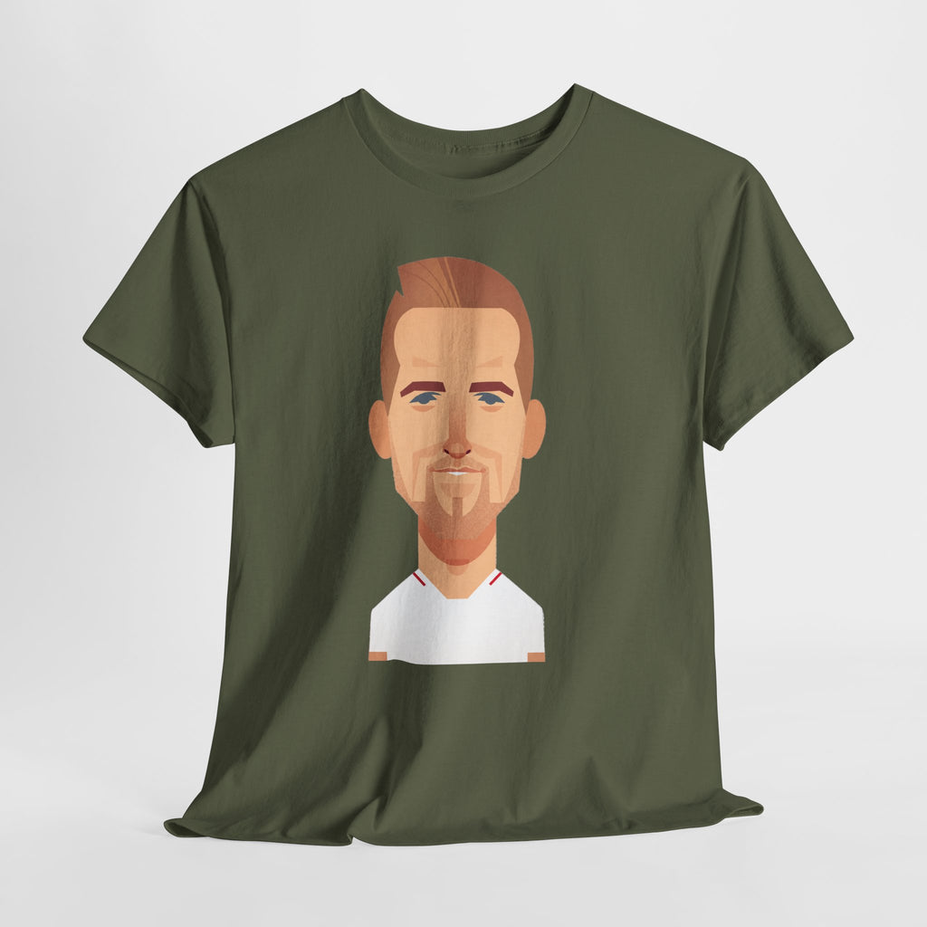 Harry Kane England Caricature Portrait Tee — Minimal Male Face Graphic Cotton T-Shirt