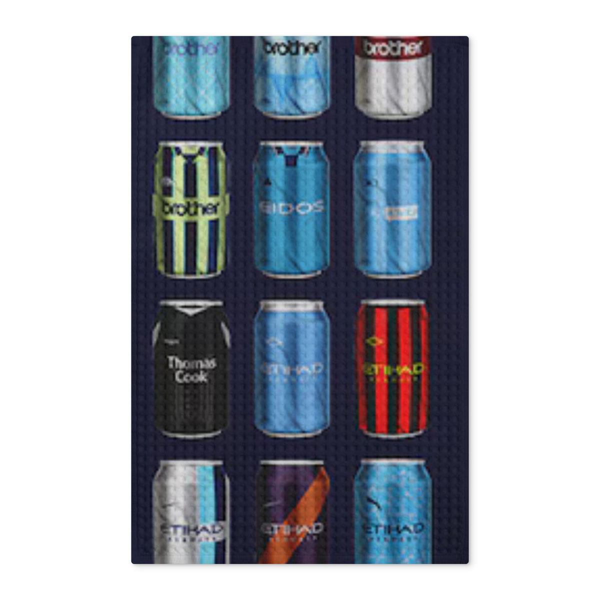 Manchester City Inspired Soda Can Pattern Waffle Tea Towel — Double-Sided Kitchen Towel