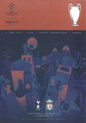 2019 UEFA Champions League Final Tottenham Hotspur v Liverpool Matchday Programme Cover A4 Poster