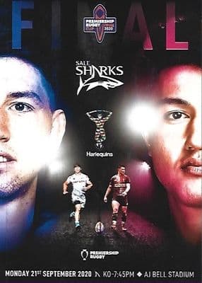 2020 Premiership Rugby Cup Final Sale Sharks v Harlequins 21st September 2020 Official Programme