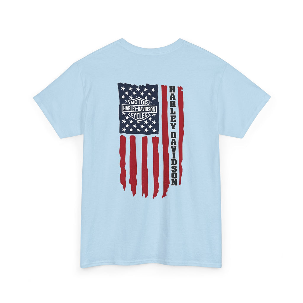 Harley-Style Flag Tee — American Motorcycle Logo T-Shirt