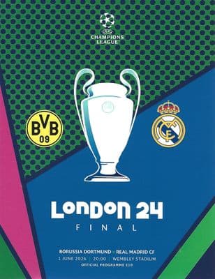 2024 UEFA Champions League Final B.Dortmund v Real Madrid Official Matchday Programme 1st June 2024