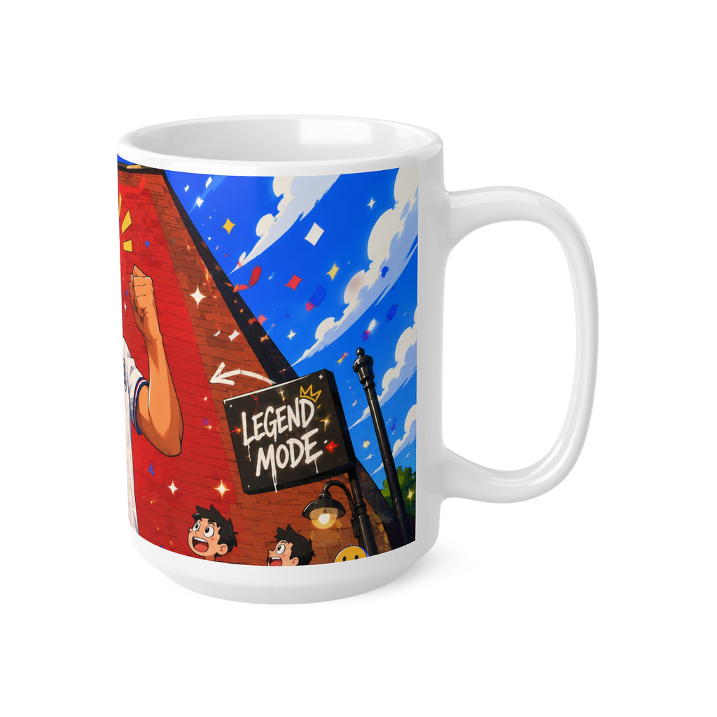 England Football Fan Mug — Celebratory Soccer Player Illustration, Ceramic 11oz & 15oz