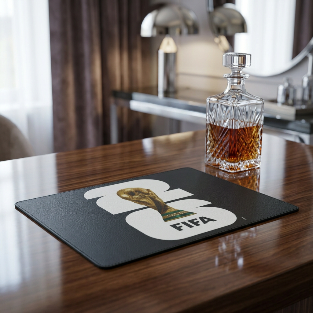 FIFA World Cup Trophy PU Leather Mouse Mat — Soccer Gaming Desk Pad