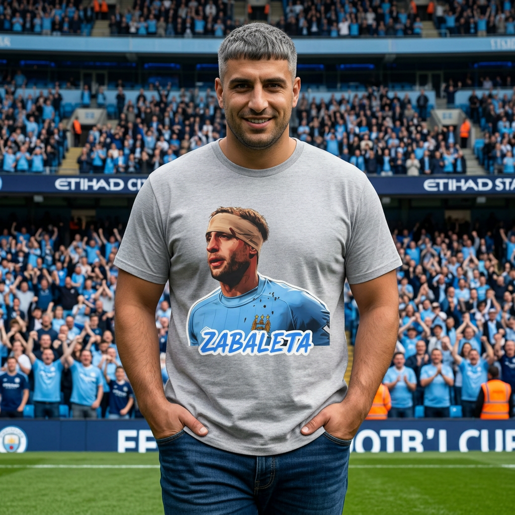 Zabaleta Manchester City Fan Tee — Retro Player Portrait Soccer T‑Shirt