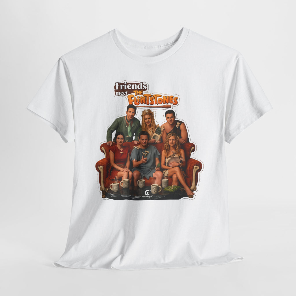 Friends meets the Flintstones TV Sitcom Cast Graphic Tee — 'Friends' Retro Couch Design
