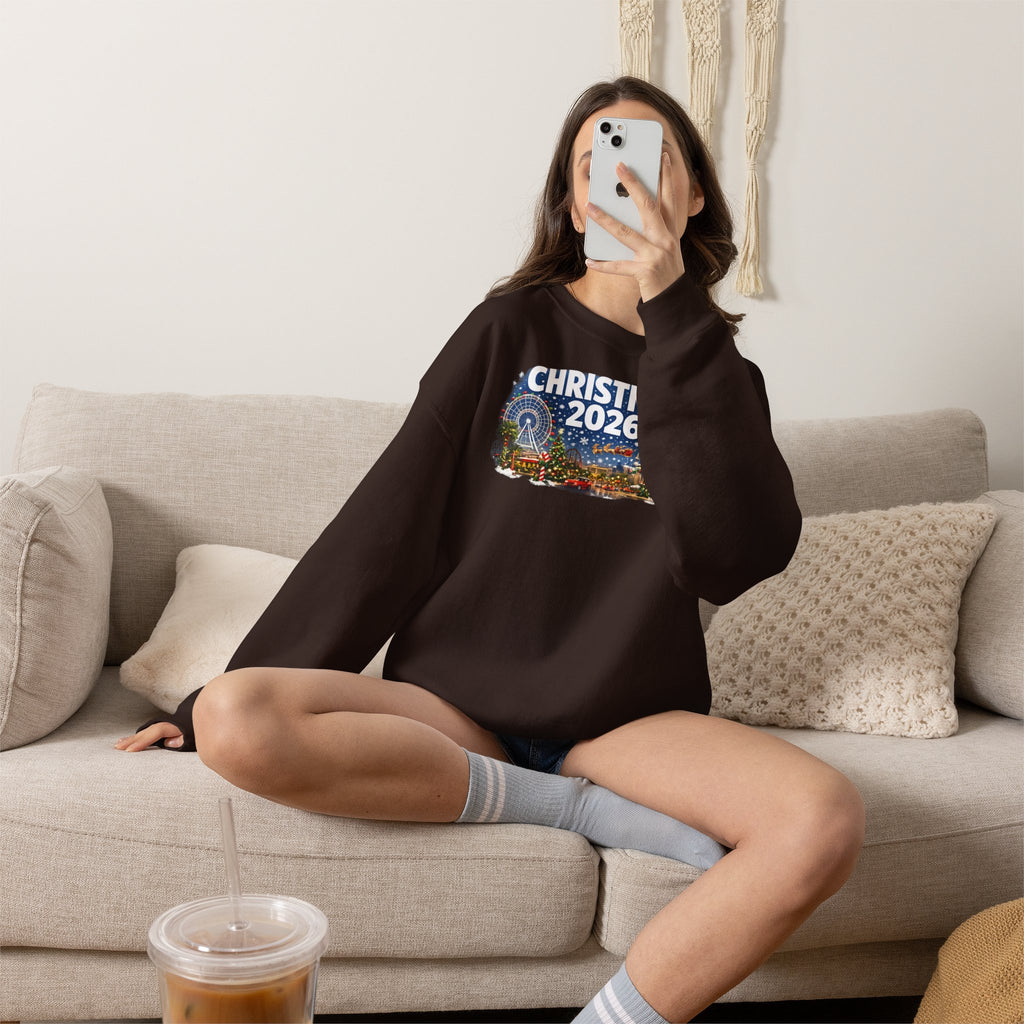 Christmas 2026 Holiday Sweatshirt – Festive Winter Cityscape Crewneck
