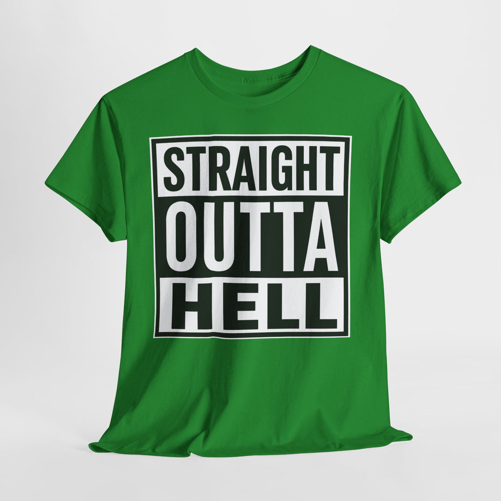 Straight Outta Hell T-Shirt — Bold Gothic Graphic Tee