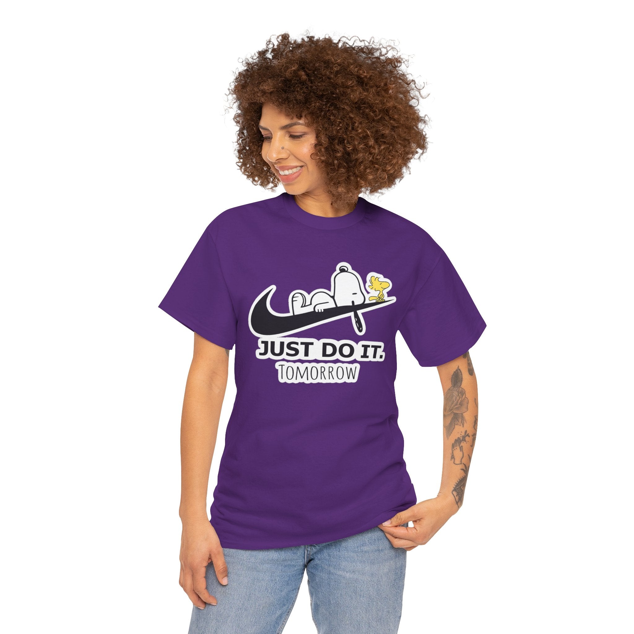 Snoopy "Just Do It Tomorrow" Graphic Cotton T-Shirt