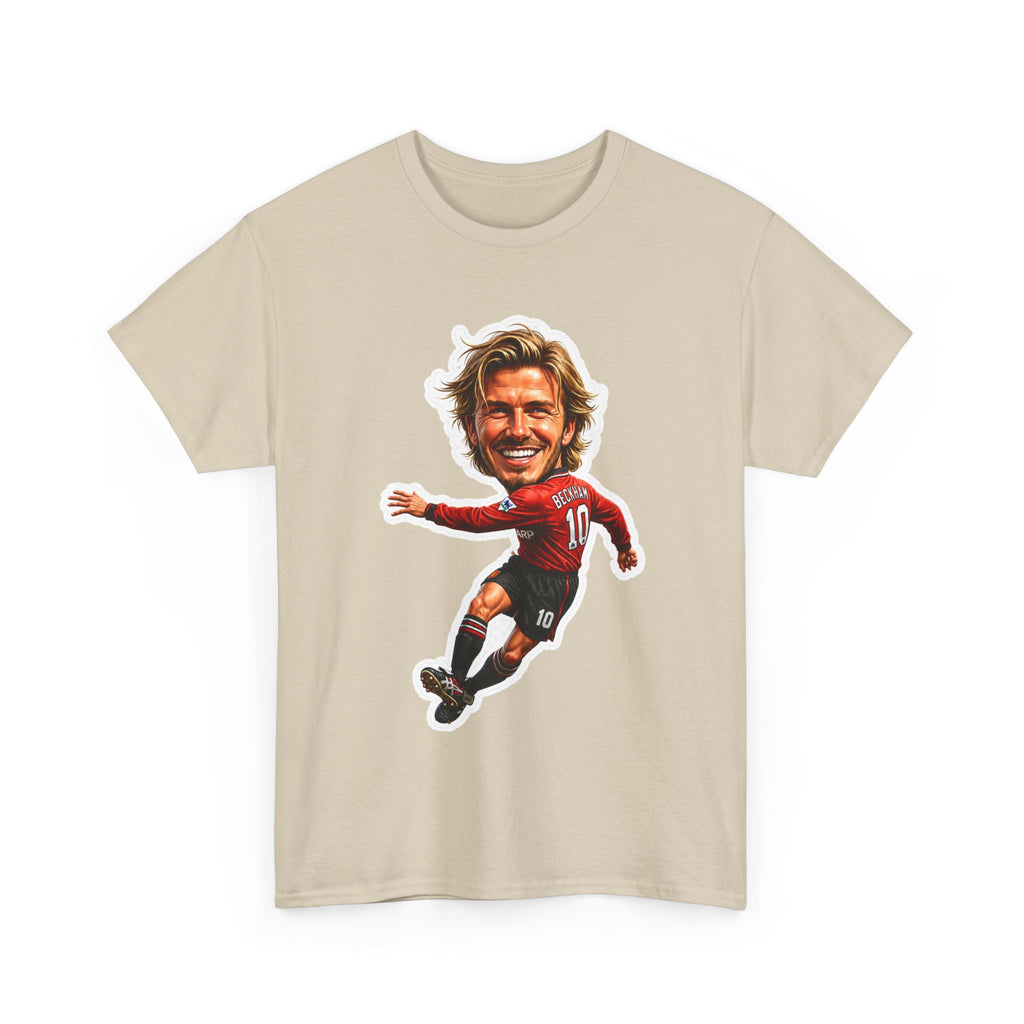 Beckham Caricature Cotton T-Shirt — Retro Football Player Graphic Tee