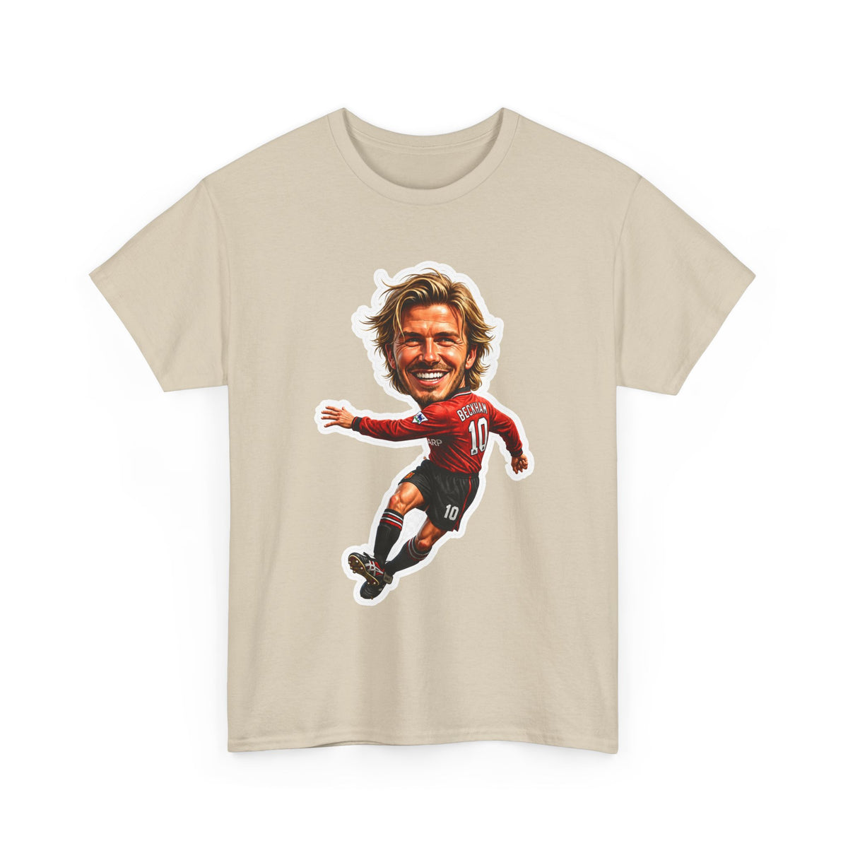 Beckham Caricature Cotton T-Shirt — Retro Football Player Graphic Tee