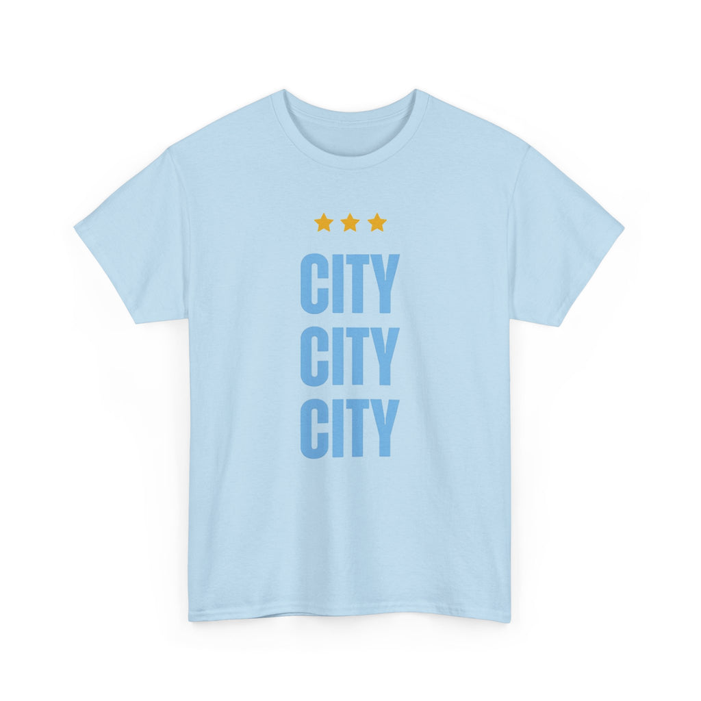 Manchester City City City Tee — Retro Three-Star Premier League Lion Soccer Shirt