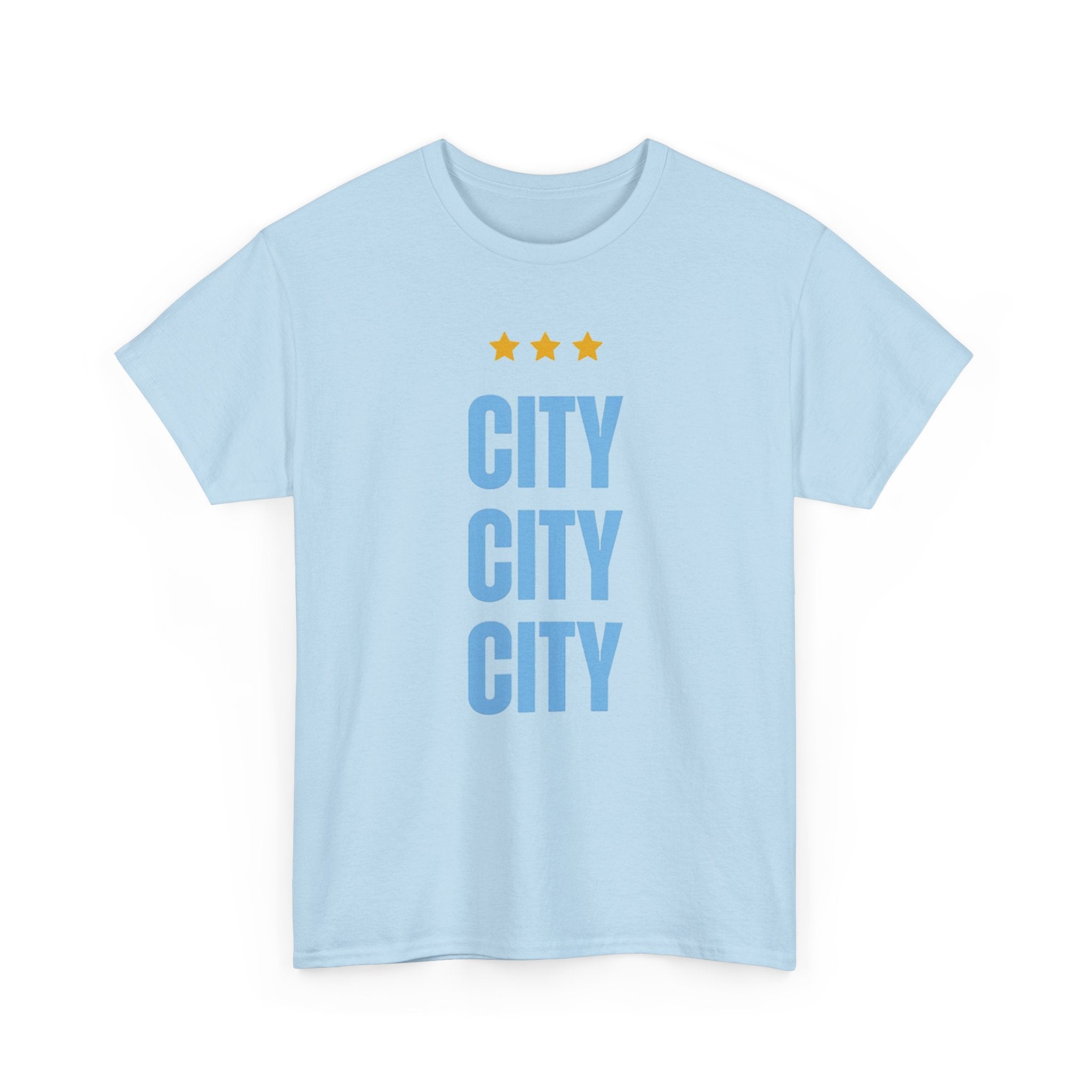 Manchester City City City Tee — Retro Three-Star Premier League Lion Soccer Shirt