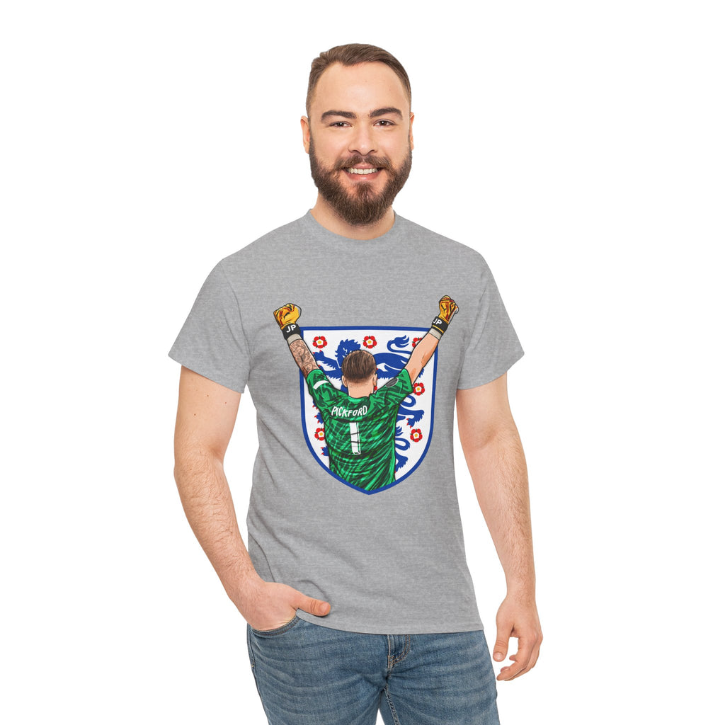 Pickford England Number 1 Goalkeeper Graphic Tee — Victory Pose Jersey Design