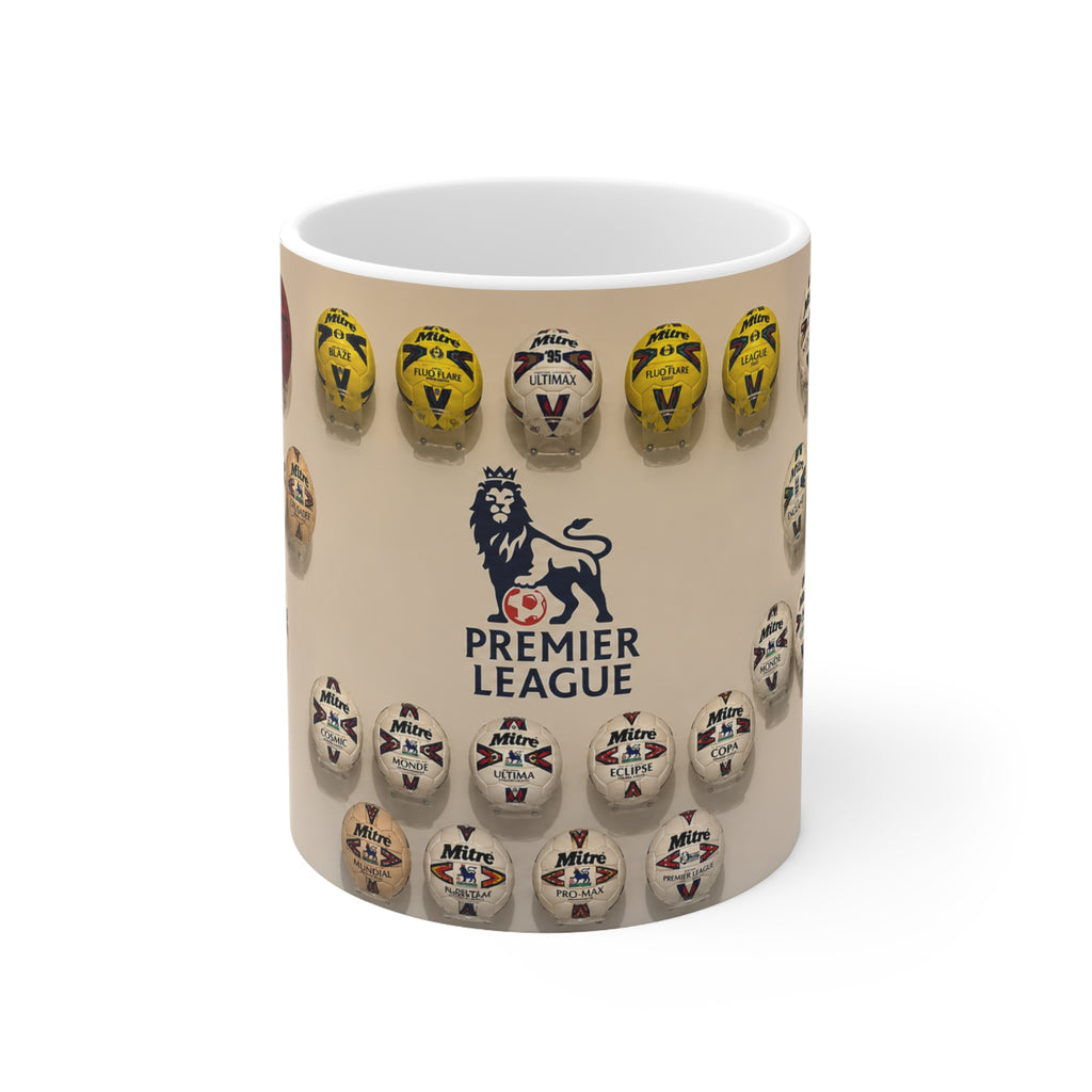Premier League Football Mug — Vintage Ball Collection Ceramic Coffee Cup (11oz, 15oz)