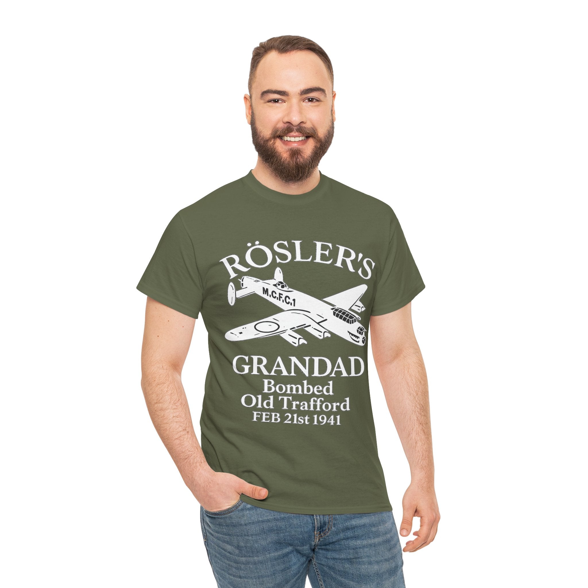 Rösler's Grandad Bombed Old Trafford Tee — WWII Tribute Military Plane Shirt (Feb 21, 1941)